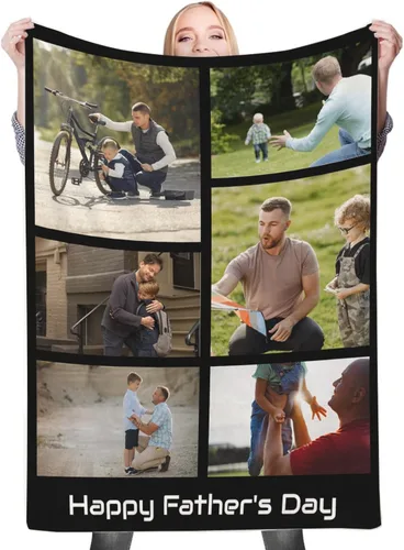 Vista 17 de Regalos de cumpleaños personalizados, manta personalizada con mis propias fotos para mujeres, hombres, mamá, papá