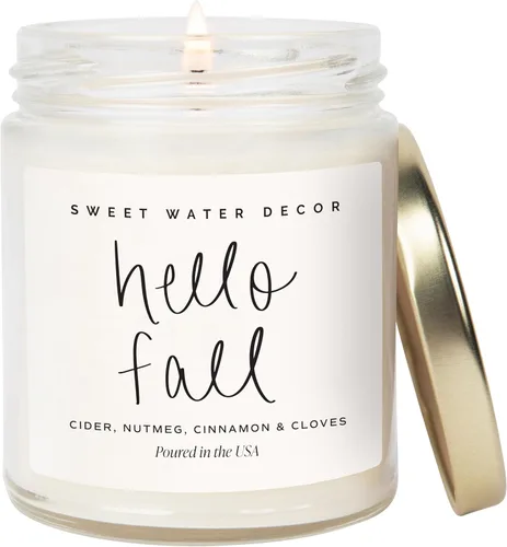 Vista 19 de Sweet Water Decor - Vela de soja Cinnamon Roll, con perfume otoñal de canela, glaseado y tarta mantecosa, frasco transparente de 9 oz con tapa