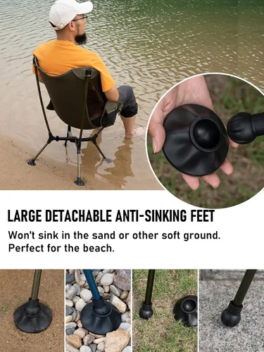 Vista 5 de WildCall - Silla de camping plegable y ligera, marco de instalación rápida with Anti-Sinking Large Feet Compact Beach Chair Backpacking Hiking