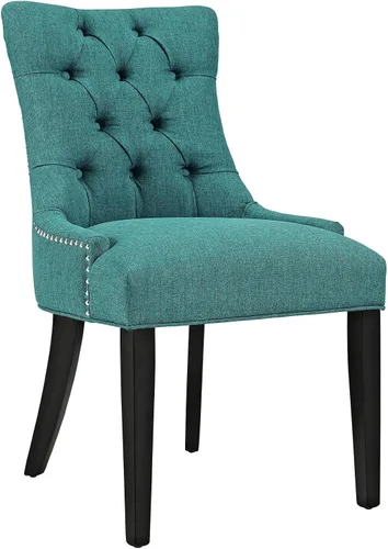 Vista 13 de Modway Regent - Silla de comedor de tela tapizada con botones en color blanco