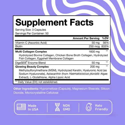 Vista 8 de Vital Vitamins Complejo de colágeno múltiple Plus + suplemento NAD+