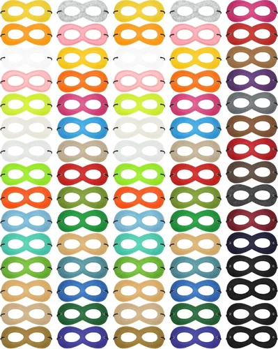 Vista 9 de JaGely Máscara de ojos de fieltro para cosplay, multicolor, ajustable, con cuerda elástica para cumpleaños, Mardi Gras