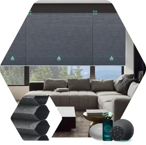 Vista 14 de Yoolax Persianas Celulares Motorizadas Compatibles con Alexa, Persianas Motorizadas Blackout Inteligentes de Panal para Ventanas, Persianas
