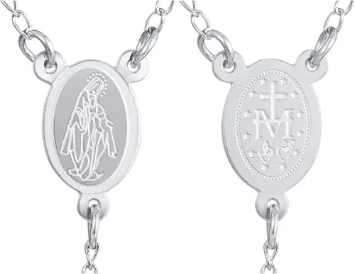 Vista 4 de XUANPAI Collar de cuentas de rosario cristiano cruzado joyería católica colgante de amuleto de medalla de Virgen María colgante de acero inoxidable