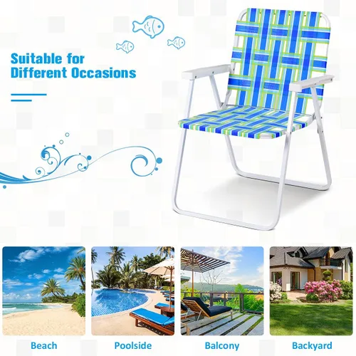 Vista 8 de COSTWAY 6pcs silla de playa plegable camping césped cincha silla ligera 1 posición (azul)