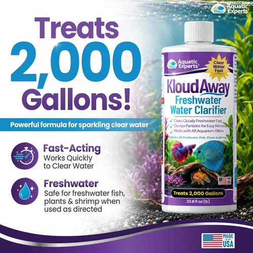 Vista 8 de KloudAway Aquarium Water Clarifier – Clears Cloudy Water in Freshwater Fish Tanks, 1 Liter, Made in USA, Aquatic Experts