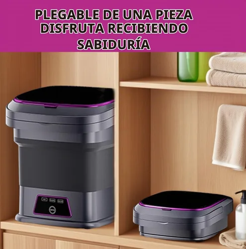 Vista 3 de Mini lavadora portátil de 16 litros, mini lavadora plegable con cesta secadora giratoria, 3 modos de lavado para cargas pequeñas