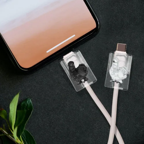 Vista 5 de FINCIBO Juego de 2 fundas protectoras para el cabezal de carga de cables, protectores de cable de carga, bonitos protectores de cable para cable