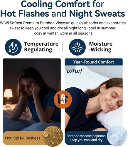 Vista 5 de WiWi Camisones de viscosa de bambú para mujer, camisa de dormir de manga corta con cuello en V, camisón de talla grande S-4X