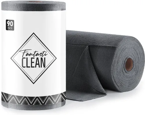 Vista 8 de Fantasticlean Microfiber Cleaning Cloth Roll- 40 Sheets, 12" x 12" (Beige)