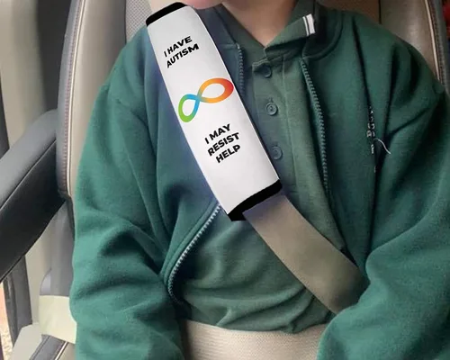 Vista 3 de Funda para cinturón de seguridad de alerta médica (Autism Infinity)