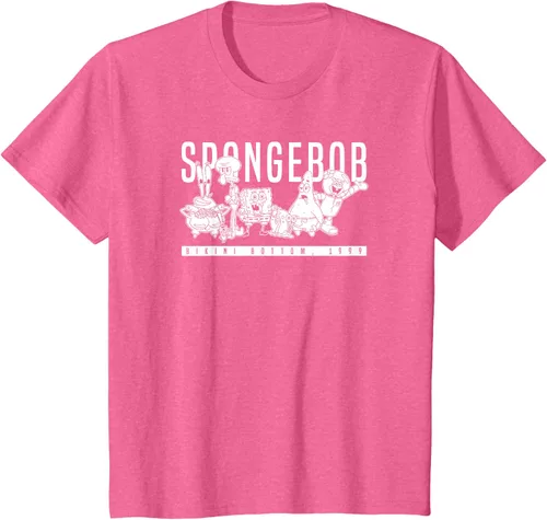 Vista 54 de Bob Esponja Vintage Group Simple Logo Camiseta, Negro