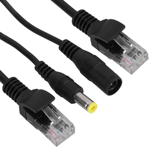 Vista 8 de Adaptador POE, fuente de alimentación Ethernet pasiva de 12V Distribuidor de cable ultra largo portátil (negro)