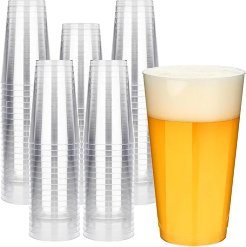 Vista 25 de RACETOP Vasos de plástico desechables transparentes de 9 onzas, paquete de 50 vasos de plástico transparente, vasos de fiesta resistentes, vasos