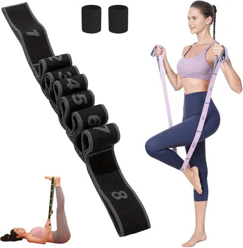 Vista 8 de Banda de resistencia para fitness, banda de resistencia numerada para estiramiento y yoga, equipo de entrenamiento de cuerpo completo para gimnasio