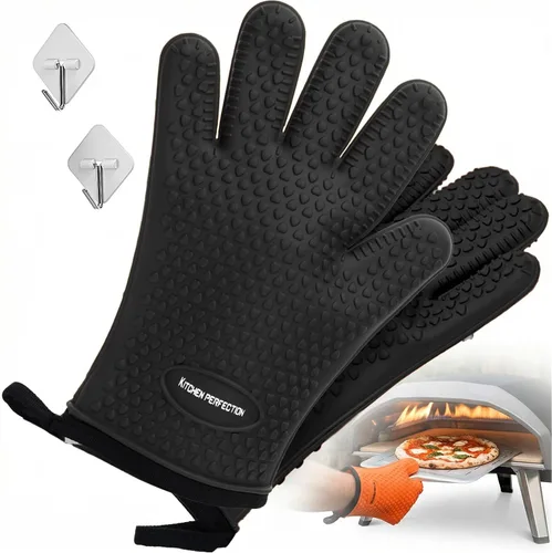Vista 10 de KITCHEN PERFECTION Guantes de silicona para horno de pizza, guantes extremadamente resistentes al calor para hornos de pizza al aire libre e