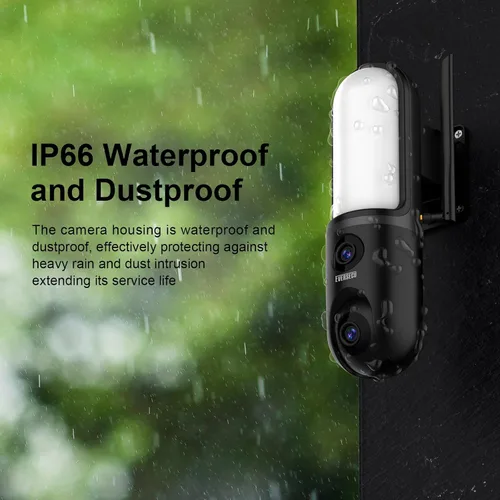 Vista 11 de EVERSECU Cámara de luz de pared impermeable de doble lente, video 3K, reflector de 1200 lm, audio de 2 vías, seguimiento automático PTZ, compatible