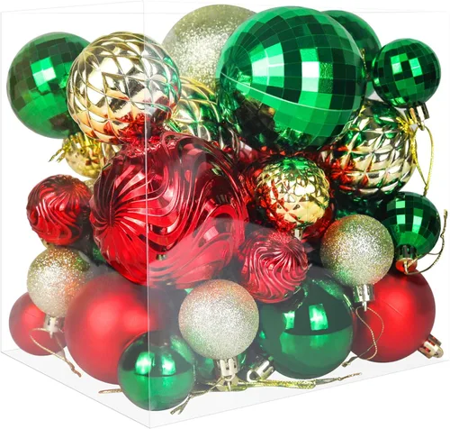 Vista 14 de Christmas Tree Ornaments - 36 PCS Shatterproof Christmas Ball Ornaments Set for Holiday, Wreath & Party Decorations (Multi-Size, Red, Gold)