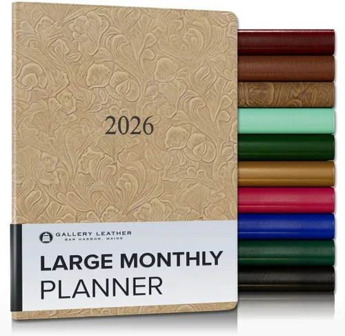 Vista 10 de Gallery Leather Agenda mensual grande 2026-2027 Acadia Navy Acadia Marina