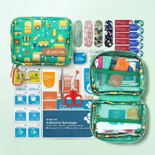 Vista 2 de EVERLIT Mini Paquete de Rescate 105 Artículos Esenciales Médicos Organizados en Bolsa de Almacenamiento Portátil Kit de Primeros Auxilios