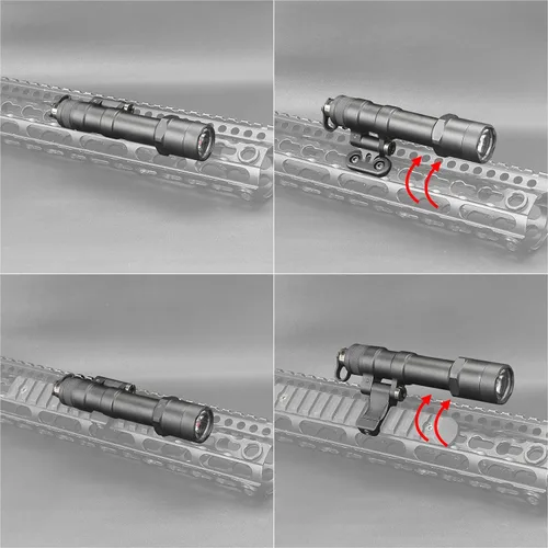 Vista 4 de NOBUHIRO Linterna táctica M600B de 600 lúmenes, versión sin logotipo con base giratoria de montaje reemplazable para riel Picatinny y Mlok/Keymod