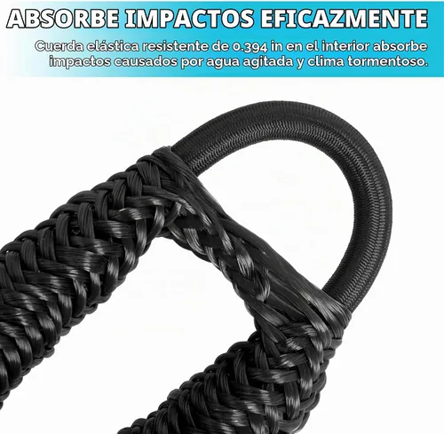 Vista 8 de Obcursco Líneas de muelle elásticas para barco, cuerda de amarre con clips de acero inoxidable 316, accesorios para moto acuática, PWC, SeaDoo Negro