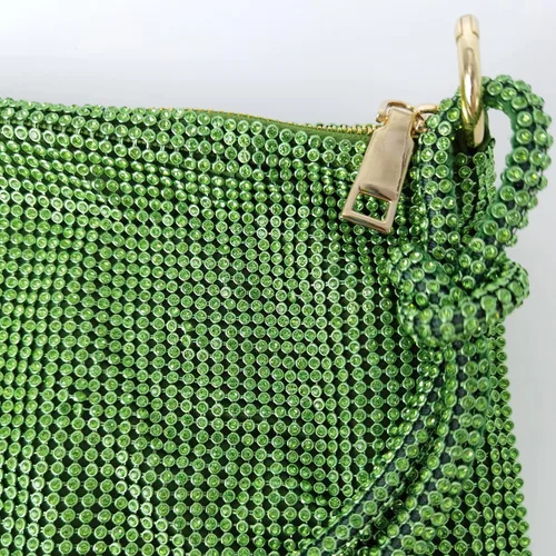 Vista 4 de Bolso de noche brillante con diamantes de imitación para mujer, bolso de mano plateado, bolso Hobo para fiesta, baile de graduación, boda