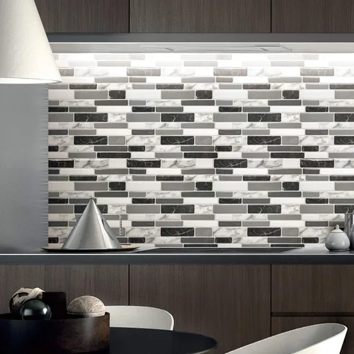 Vista 3 de Azulejos adhesivos de cocina con protección ante salpicaduras Mármol gris