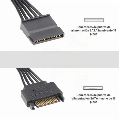 Vista 4 de J&D Cable de extensión de alimentación SATA de 15 pines (paquete de 2), cable Sata macho a hembra, extensión de cable de alimentación SATA, 10