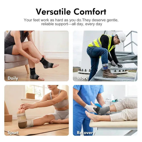 Vista 7 de Calcetines para fascitis plantar (6 pares) para hombres y mujeres, mangas de compresión para pies con soporte de arco y tobillo
