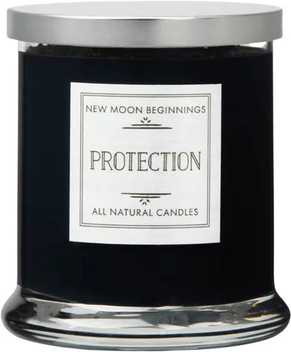 Vista 3 de Velas de protección de New Moon Beginnings - Vela de puesta a tierra e intención - Vela negra - Vela de soja - Cristales de protección