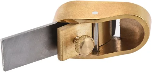 Vista 3 de Herramienta de luthier para violín, violeta, viola y violonchelo Curved sole luthier plane with brass body, sharp steel blade for violin, viola