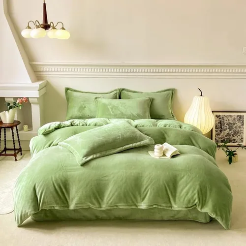 Vista 36 de Luxlovery Juego de edredón verde militar, juego de ropa de cama individual, minimalista, suave, transpirable y moderno, para todas las estaciones