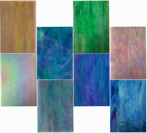 Vista 6 de Paquete de 8 hojas de vidrieras iridiscentes de arco iris, mosaico de vidrio de 4 x 6 pulgadas, vidrio de arte opaco para kits de bricolaje