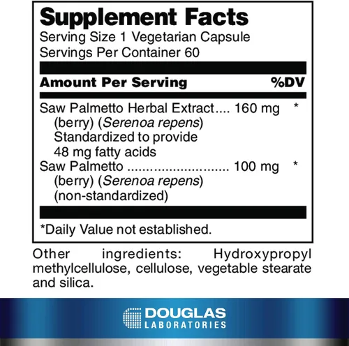 Vista 2 de Douglas Laboratories Saw Palmetto Max-V, 60 cápsulas Extracto de palma enana americana estandarizado para apoyo de próstata, flujo urinario
