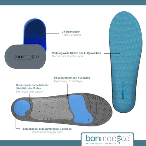 Vista 5 de bonmedico Plantillas de gel de alto rendimiento – Insertos de zapatos que absorben los golpes para hombres y mujeres, recortados para adaptarse a