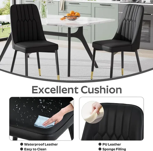 Vista 5 de Juego de mesa de comedor moderno de 51 pulgadas para 4, juego de sillas de mesa de cocina de vidrio para 4, mesa de cocina rectangular con 4 sillas