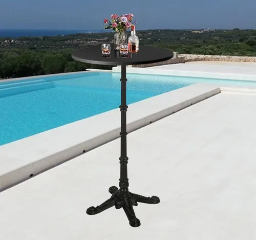 Vista 10 de LOKKHAN Mesa de columna romana de 43.3 pulgadas de alto, mesa de bar para cóctel, bistró, hierro fundido resistente, mesa de madera maciza Base