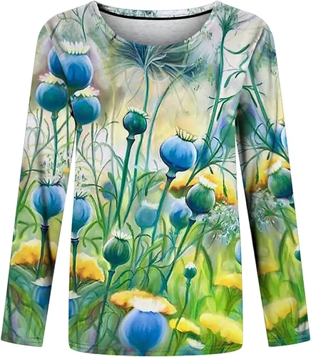 Vista 4 de Camisas de manga larga para mujer, blusa de primavera, ajustada, ajustada, con gráficos, divertidas, camisetas de moda de otoño