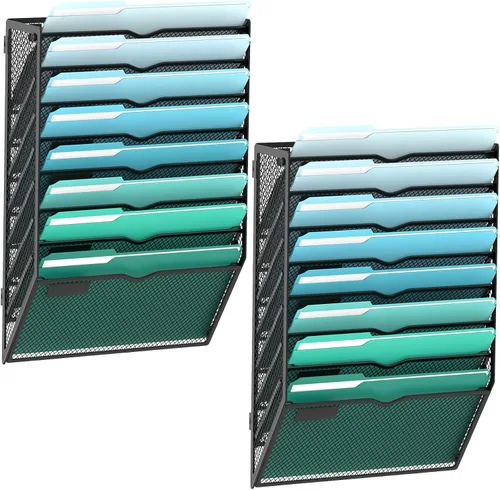 Vista 13 de SUPEASY Organizador de archivos de pared de 6 niveles, archivos de pared colgantes para papeles, carpetas, revistas, organizador de pared