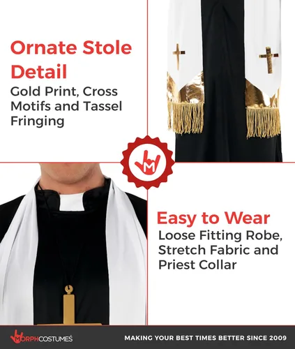 Vista 3 de Morph, Disfraz de sacerdote para hombre, traje de sacerdote, disfraces