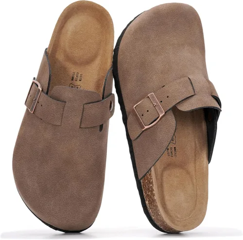 Vista 4 de Project Cloud Benton - Zuecos con plantilla de cuero genuino para mujer, pantuflas de espuma viscoelástica con soporte de arco, sandalias de moda