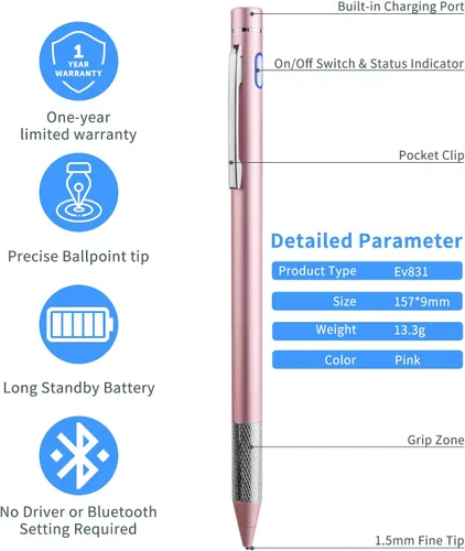 Vista 5 de Minilabo Active Stylus para HP Spectre y Envy X360, color rosa