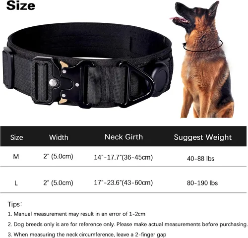 Vista 3 de Collar táctico para perro con soporte Airtag para perros medianos, collar negro de 2 pulgadas de ancho Gift 3 Patches, Military Heavy Duty Dog