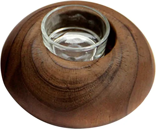 Vista 4 de SOLUSTRE Portavelas de madera Soporte votivo de madera Soporte de vela de Navidad de madera Sostenedor de vela de granja Té votivo