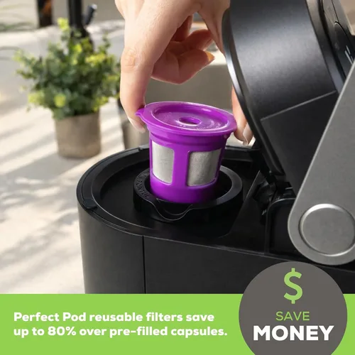 Vista 3 de Perfect Pod 1-Stream Cafe Save - Filtros de café reutilizables para cápsulas K Cup – Cápsulas de café recargables con filtro de malla integrado