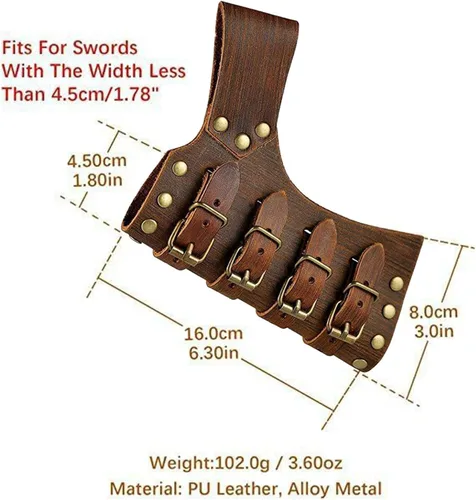 Vista 3 de Cinturón medieval de cuero de rana con hebilla ajustable para fiesta temática, accesorios de disfraces