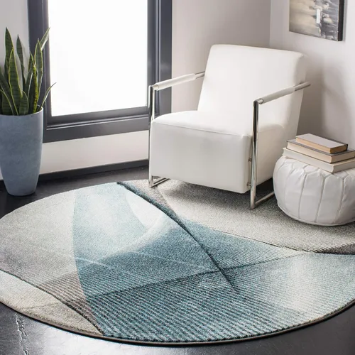Vista 11 de SAFAVIEH Hollywood Collection - Alfombra decorativa de 2 pies 3 pulgadas x 4 pies, beige y azul, diseño moderno de mediados de siglo, no desprende