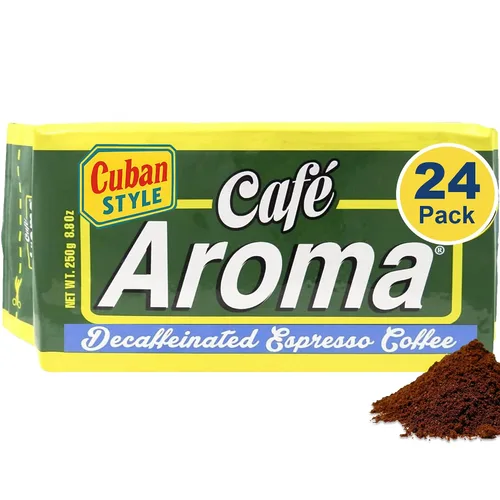 Vista 8 de Café Aroma - Café molido espresso descafeinado tostado oscuro, auténtico café cubano, sellado al vacío, 8.8 onzas, perfecto para café caliente