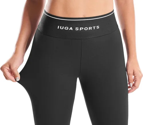 Vista 4 de IUGA Leggings gruesos con forro polar para mujer, de cintura alta, cálidos, pantalones de yoga para entrenamiento de invierno, leggings térmicos